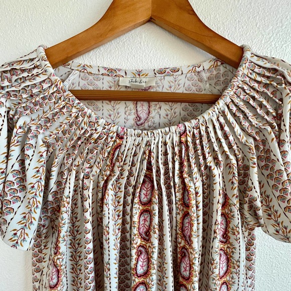 Macy's Style & Co Womens Top Pleated Neckline Stretch Relaxed Fit Paisley Sz S - Picture 3 of 8